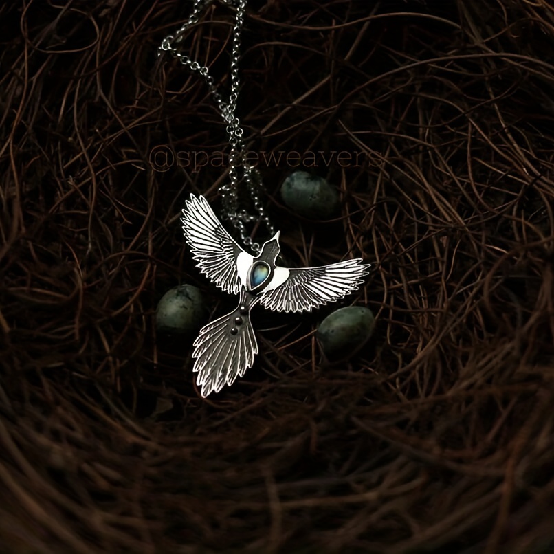 Vintage Personality Phoenix Wing Pendant Necklace, Silver Plated
