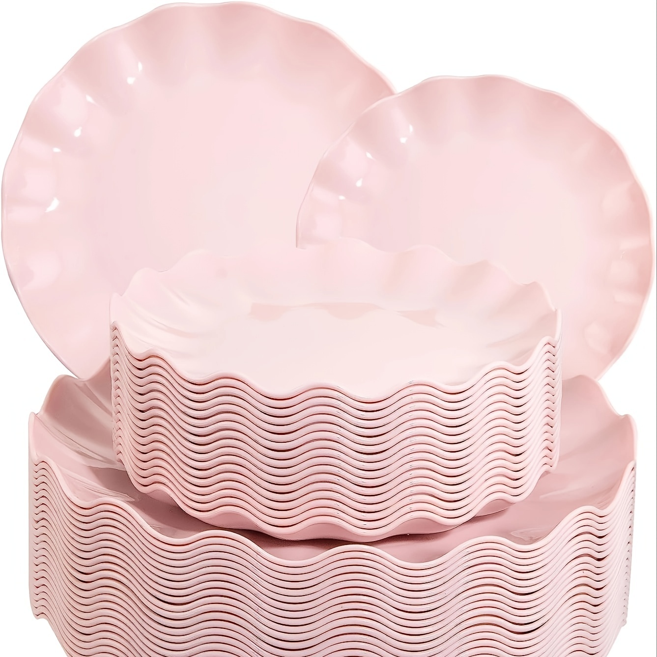 

Set Of 24 Pink Plates, Reusable Dinner Plates Durable And Microwave Dishwasher Safe, Dish For Parties, Light Weight Plates For Wedding Party Birthday Indoor Outdoor