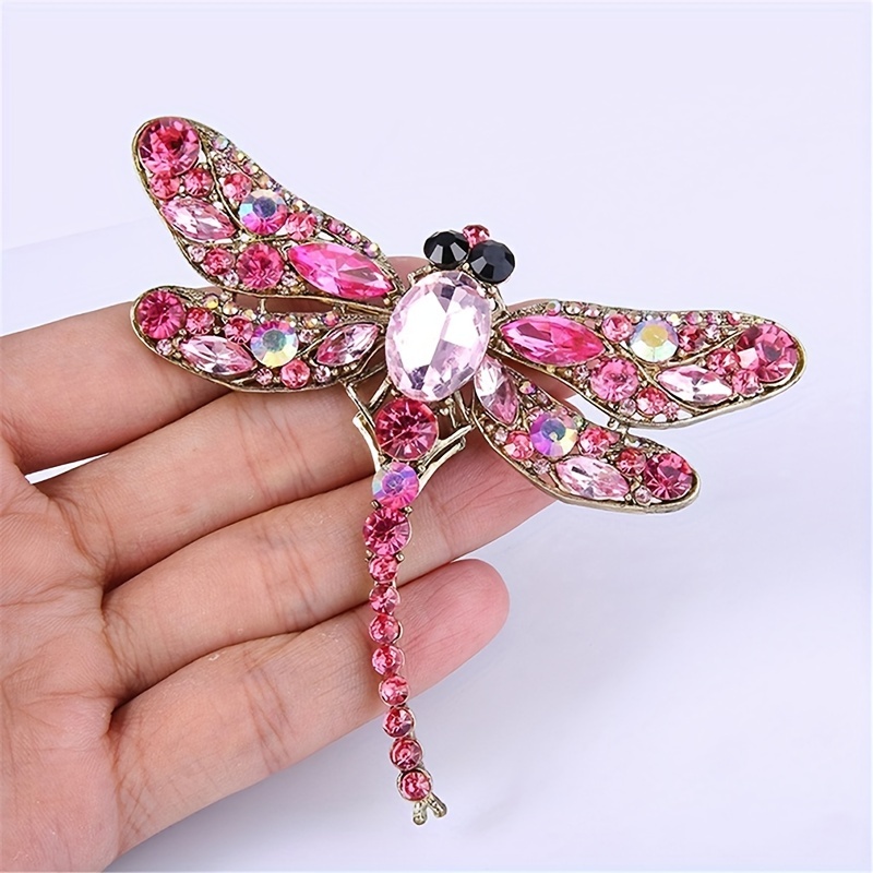 Rhinestone Dragonfly Brooch, Dual Purpose Corsage Pendant