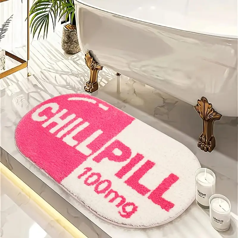 Funny Cute Chill Pill Bath Mat Bathroom Rugs Preppy - Temu