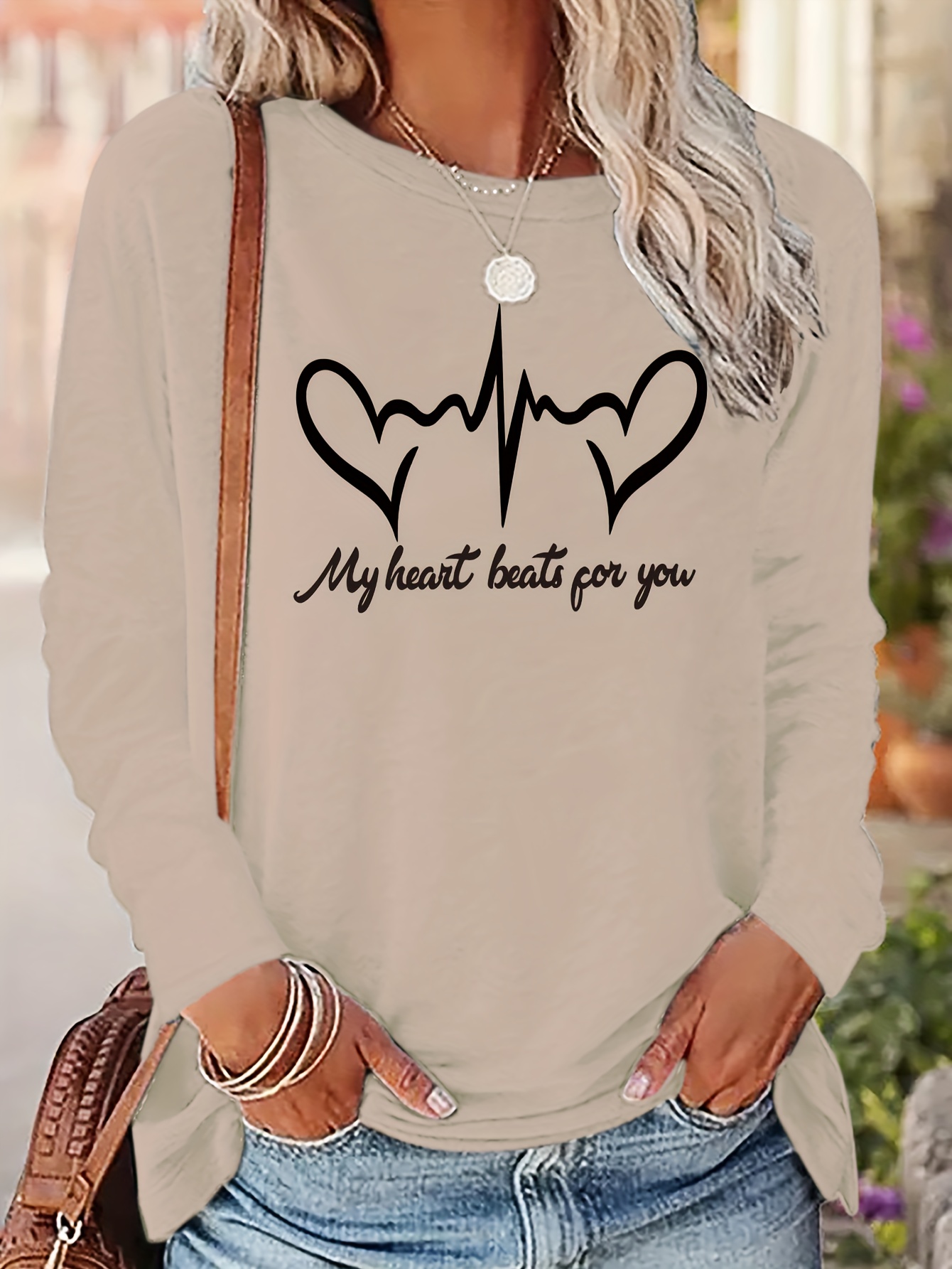 2023 Autumn Women Letter Print T-Shirts Long Sleeve Breathable