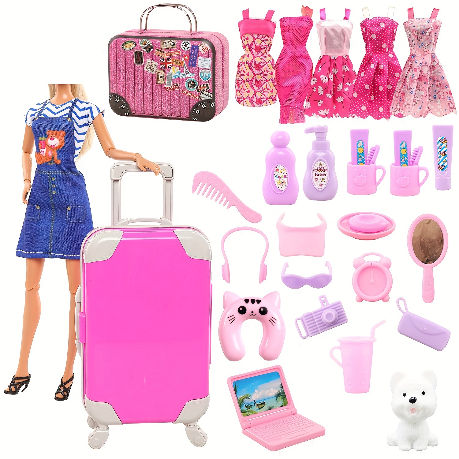 Doll Suitcase Luggage Clothes And Accessories For Doll - Temu
