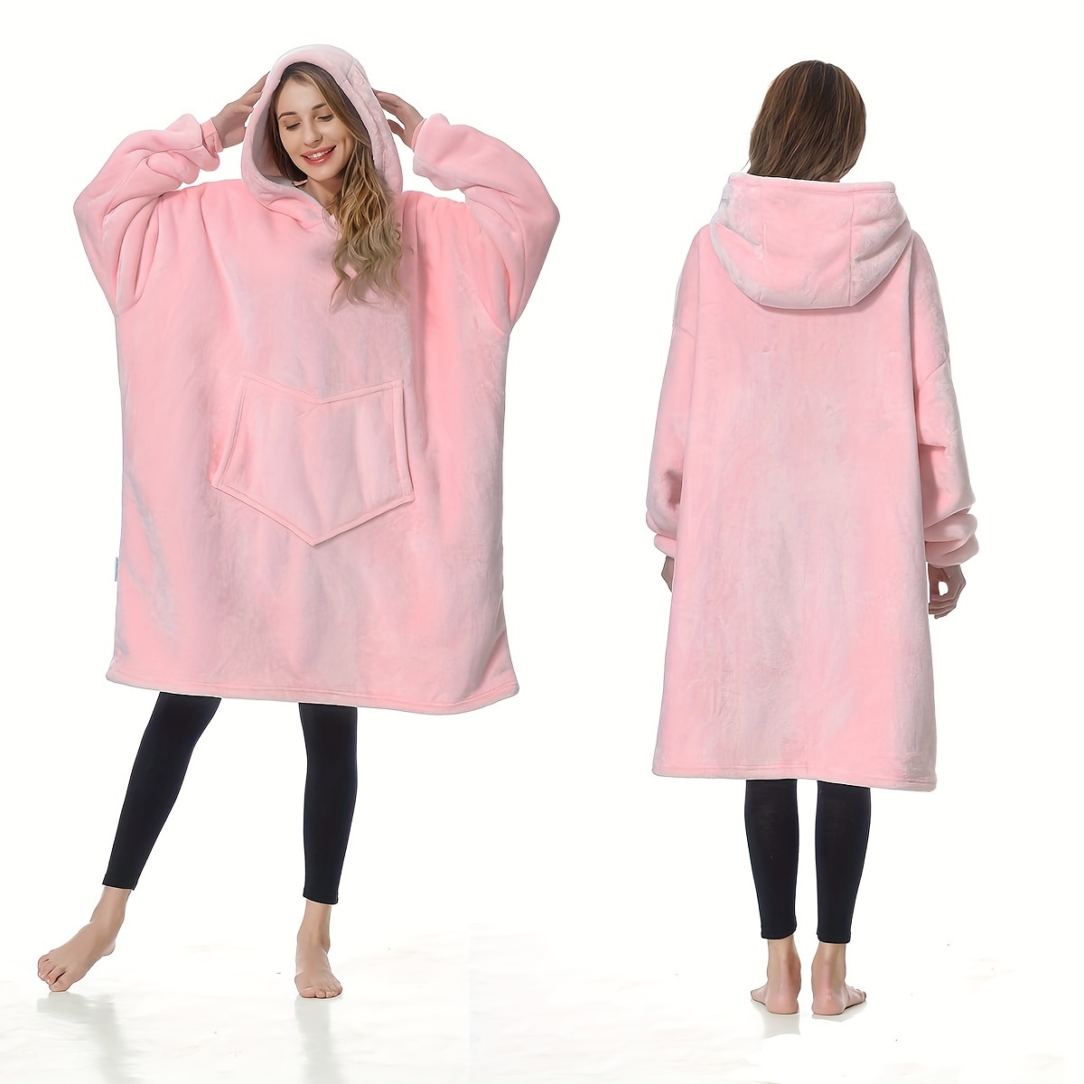 Hoodie Blanket Reversible Oversized Ultra Plush Sherpa Giant Hooded  Sweatshirt - Pink