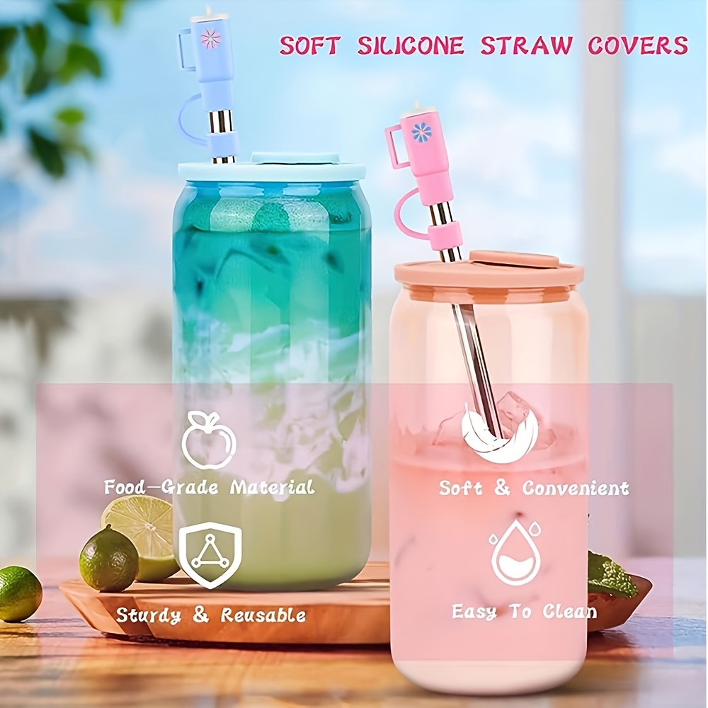Cute Straw Cover Cap For Stanley Cup Reusable 10mm Silicone Straw