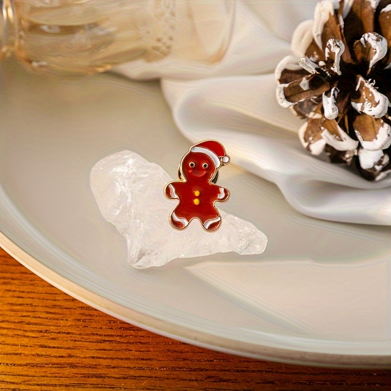 Creative Cute Christmas Cookie Brooch Dropping Oil Zinc - Temu