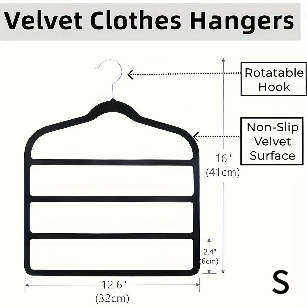 at Home Velvet 4-Tier Black Pant Hanger