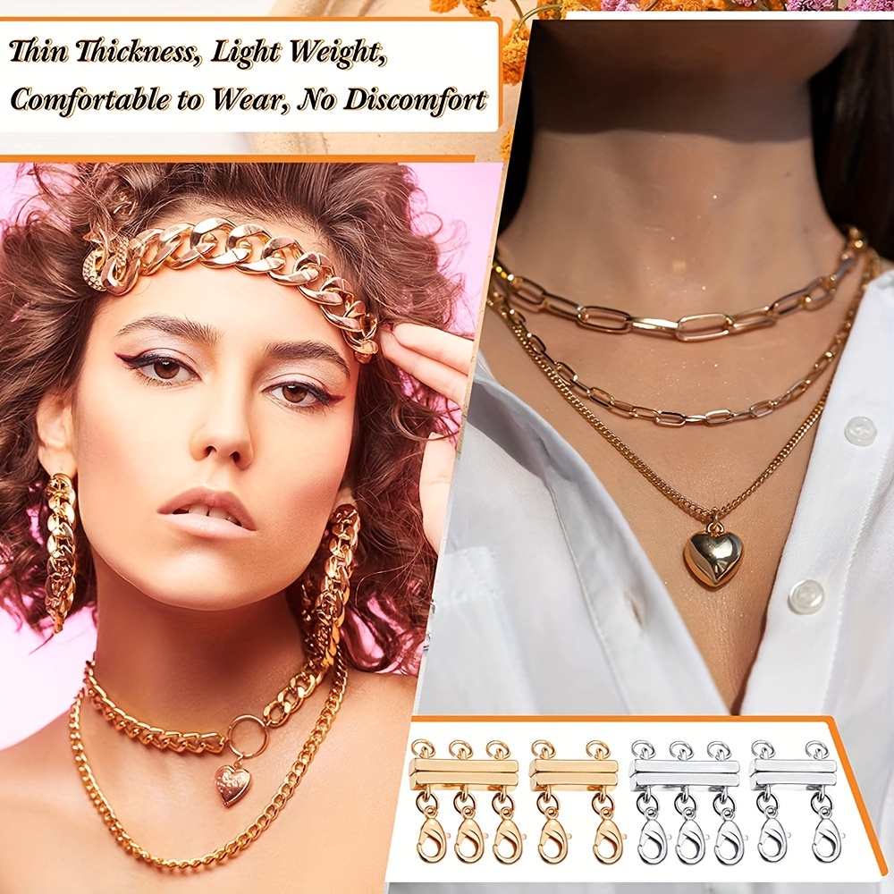 Locking Magnetic Layered Necklace Clasp Multi Strands - Temu