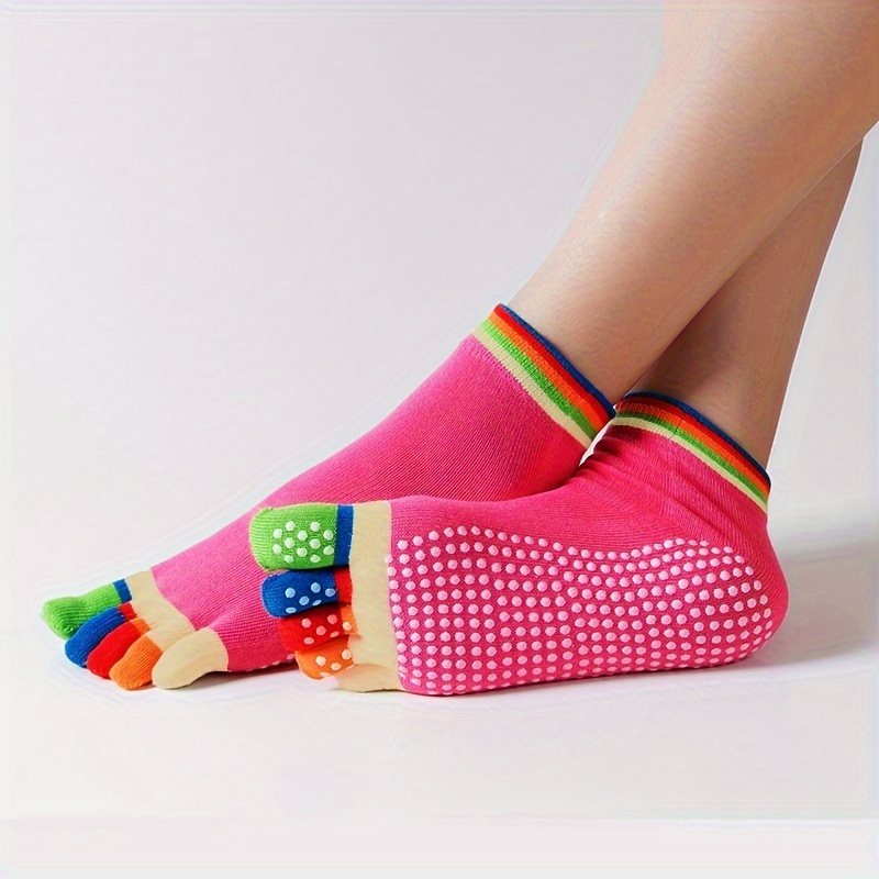 Augot 5 Pairs Yoga Toe Socks for Women Five Finger Socks with Grip