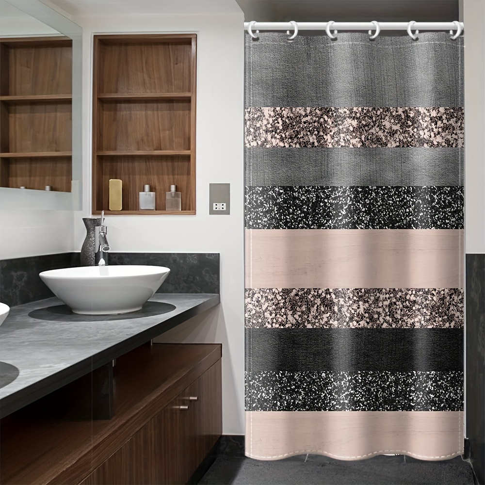 Black Gray Stripe Shower Curtain Bathroom Window - Temu
