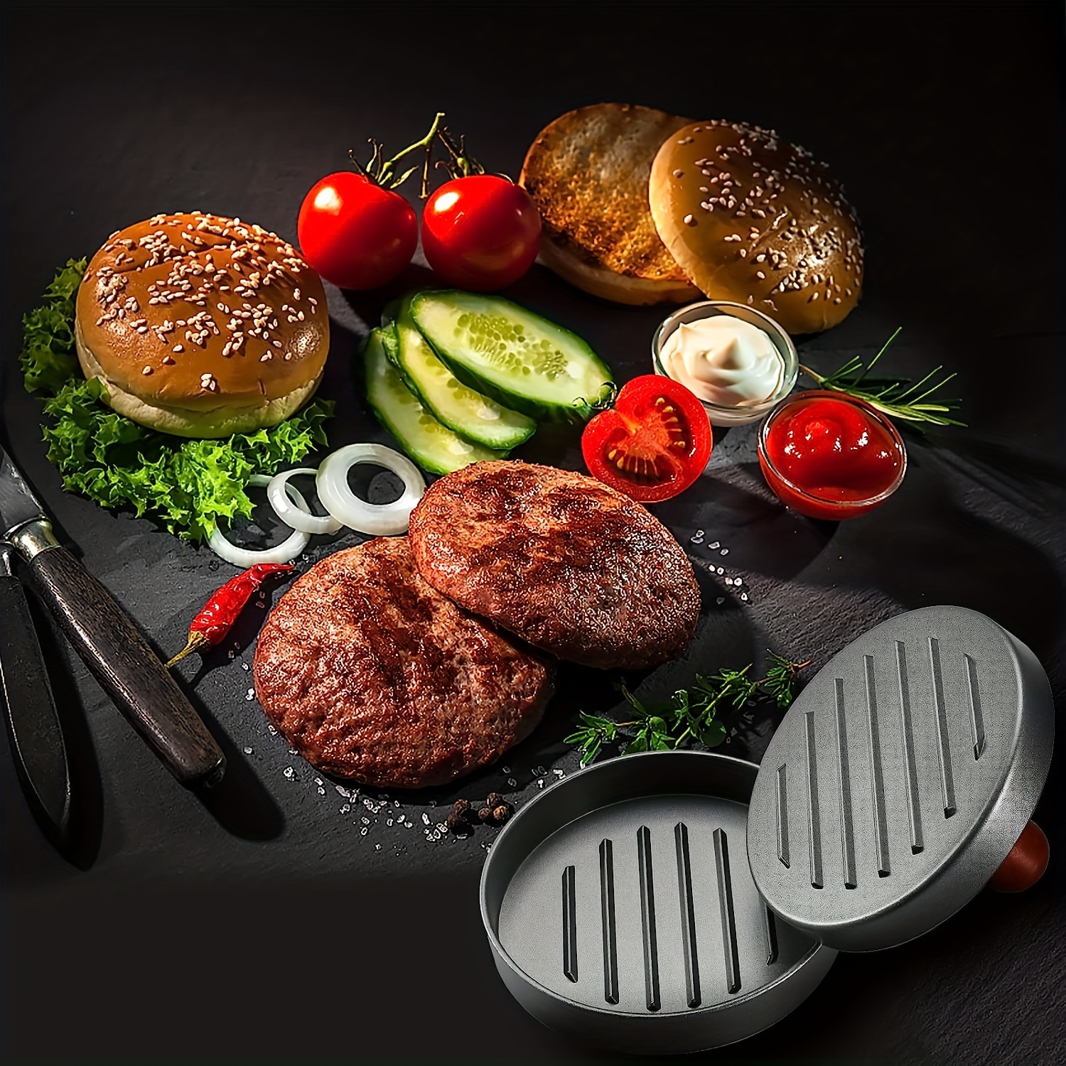 Manual Burger Press Non-stick Coated Grill Patty Maker Mould