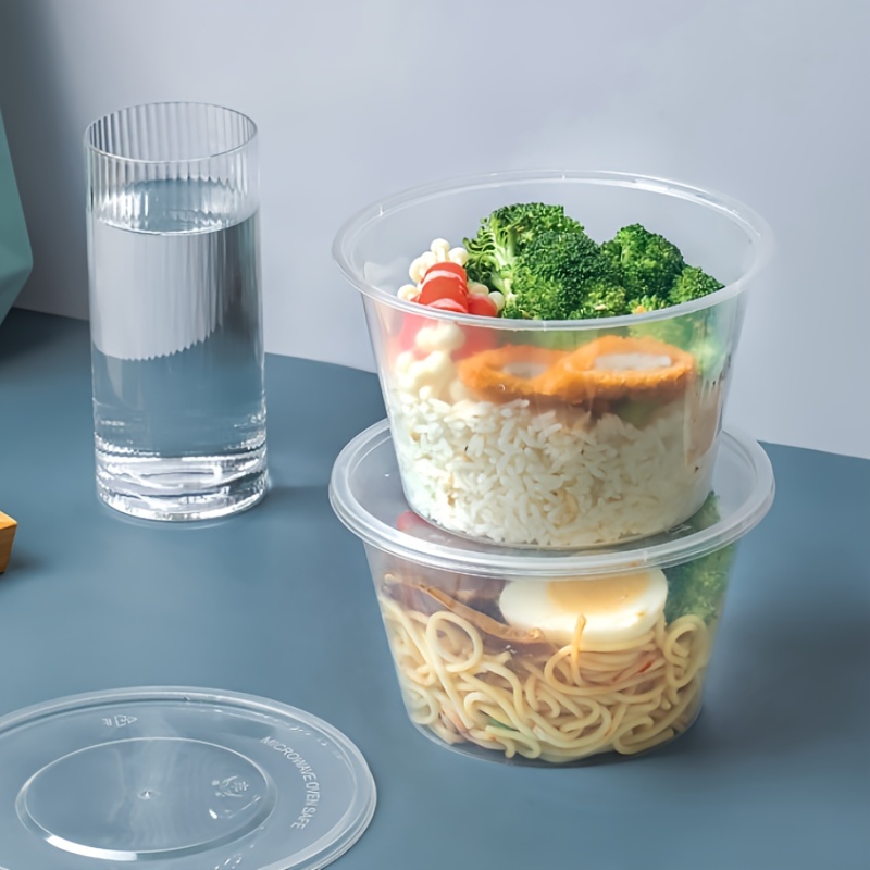 Disposable Plastic Bowls With Lids Clear Meal Prep Container - Temu