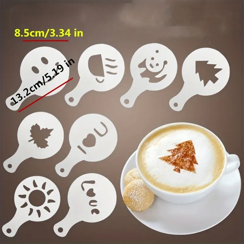 Cappuccino Shape Coffee Stencils Mesh Shaker Coffee Powder - Temu