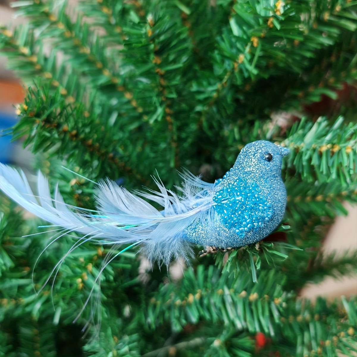 1pc Christmas Peacock Decor Ornaments Glitter Bird Home Xmas Tree