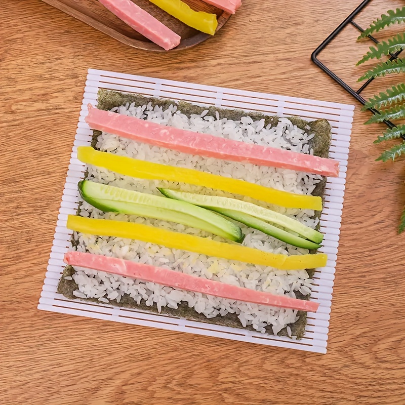 Kitchen Sushi Rolling Mat Non Stick Sushi Making Silicone Sushi Rolling  Maker Homemade For Home Kitchen Diy Sushi Plate Mat Elastic Tightening Rice
