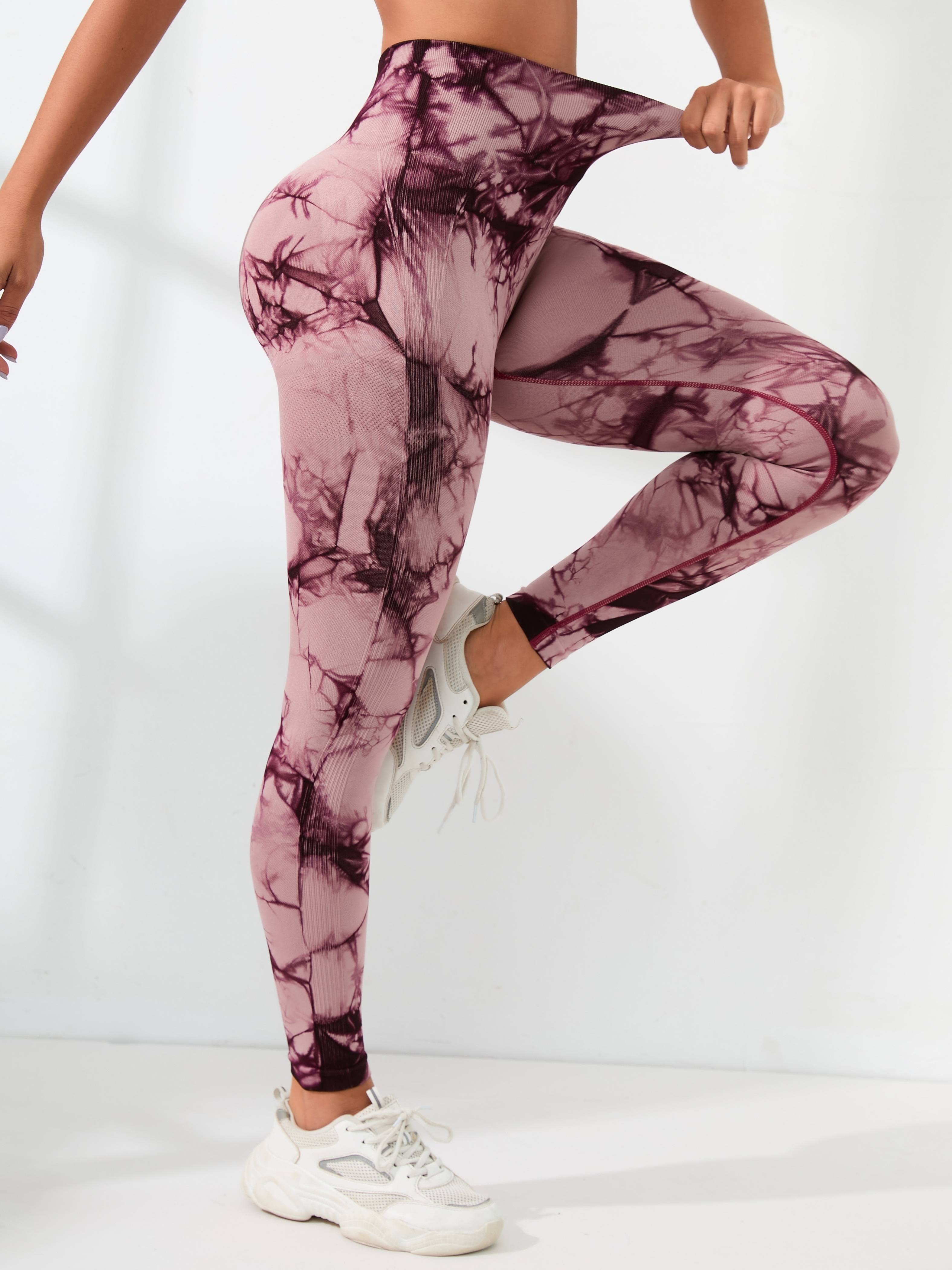 Fashion Tie-Dye Prints Yoga Leggings,Women Seamless Butt Lift