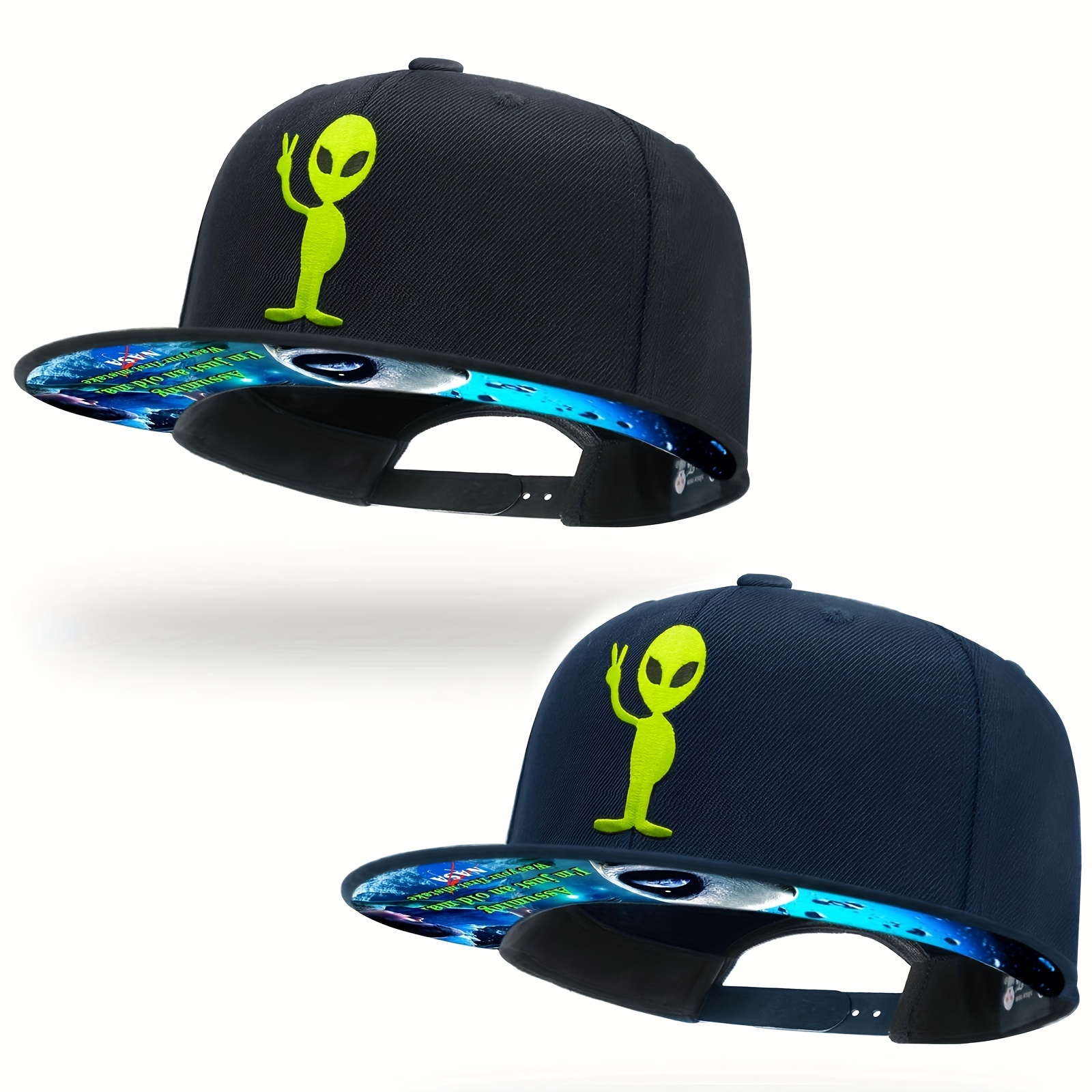 

1pc Tilgomedal Brand Snapback Hats, Men Alien Skull Embroidery Adjustable Solid Flat Bill Hat Unisex, Ideal Choice For Gifts