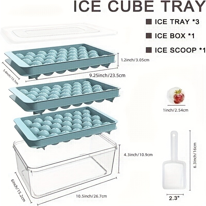 Creative Round Balls Ice Cube Tray with Lid,Tray Making 66PCS Sphere Ice  cubes.