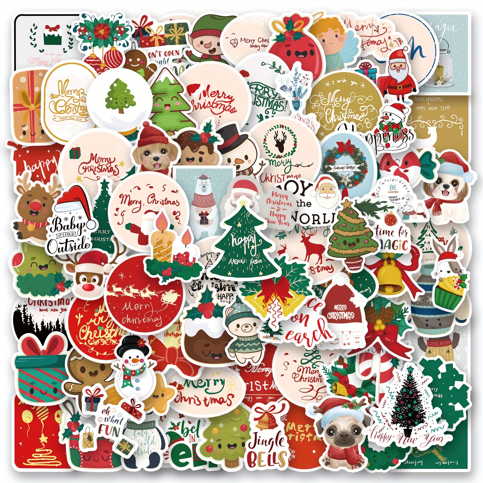 50/100Pcs Christmas Stickers Vinyl Waterproof Holiday Stickers Christmas  Stickers for Kids Crafts Bottles Envelopes Gifts - AliExpress