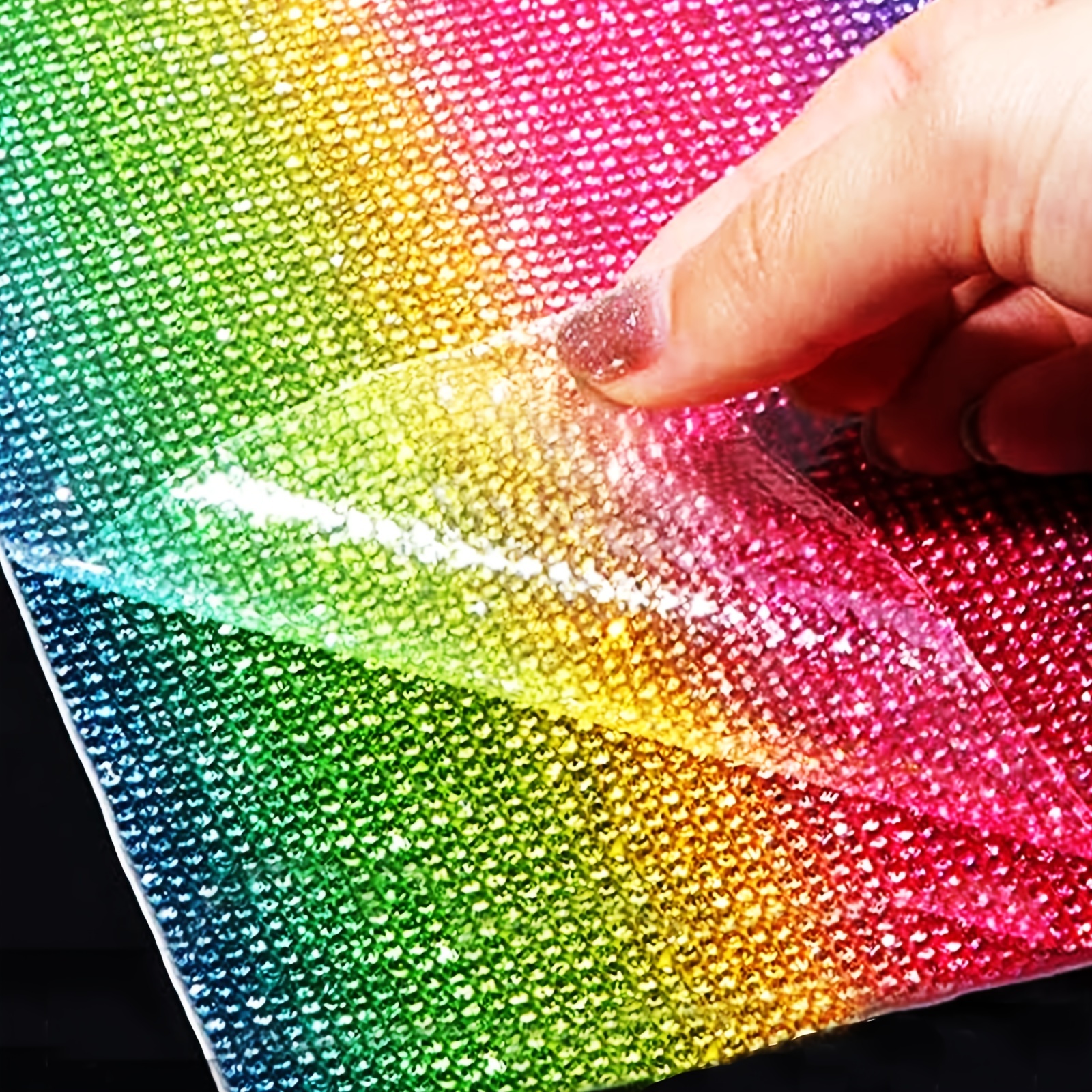 Bunte Regenbogen-Strass-Aufkleber, DIY-Auto-Dekorations-Aufkleber,  selbstklebende Glitzer-Strass-Kristall-Edelstein-Aufkleber für