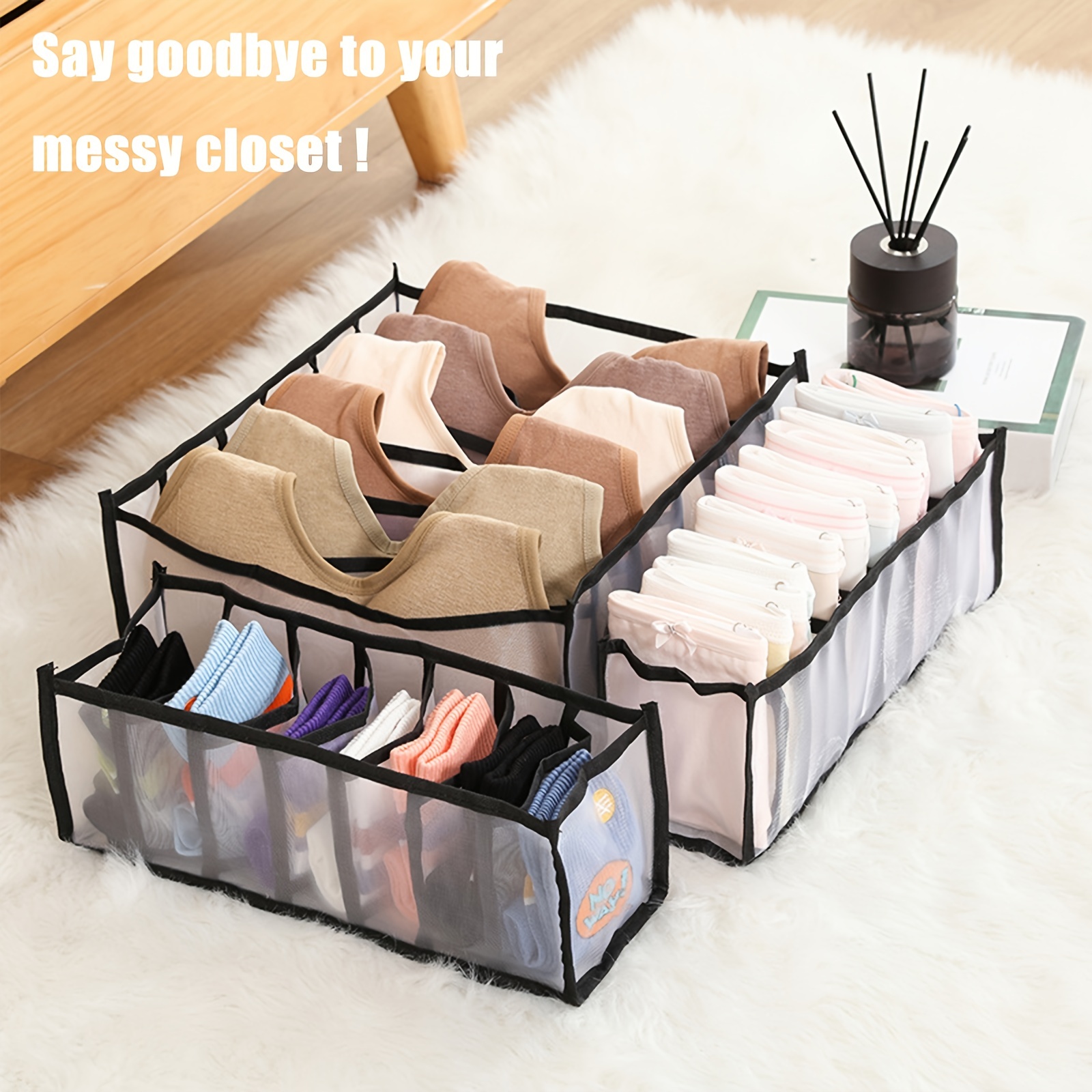 6 Packs Closet Organizer Box Underwear Clothes Bra Socks Storage Drawer  Divider