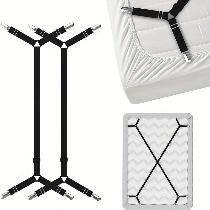 Bed Sheet Suspenders (16 Clips), Adjustable Bed Sheet Holder Straps Fitted  Sheet Clips Keeping Sheets In , Black Or White - Temu
