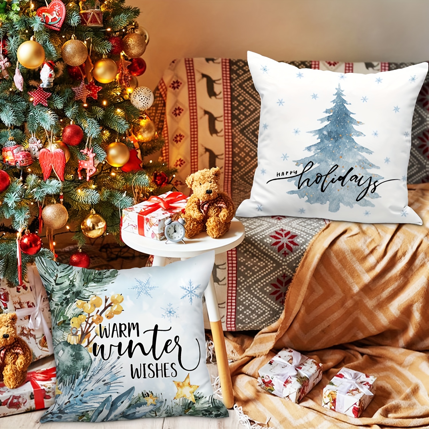 Throw Pillow Case Christmas Holiday Decoration Letter Cushion Cover Living  Room Sofa Bedroom Pillowcase Pillow Insert Not Included - Temu