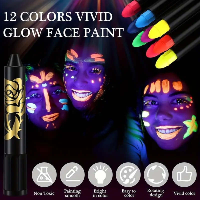 Glow In The Dark Body And Face Paint Blacklight Neon Body - Temu
