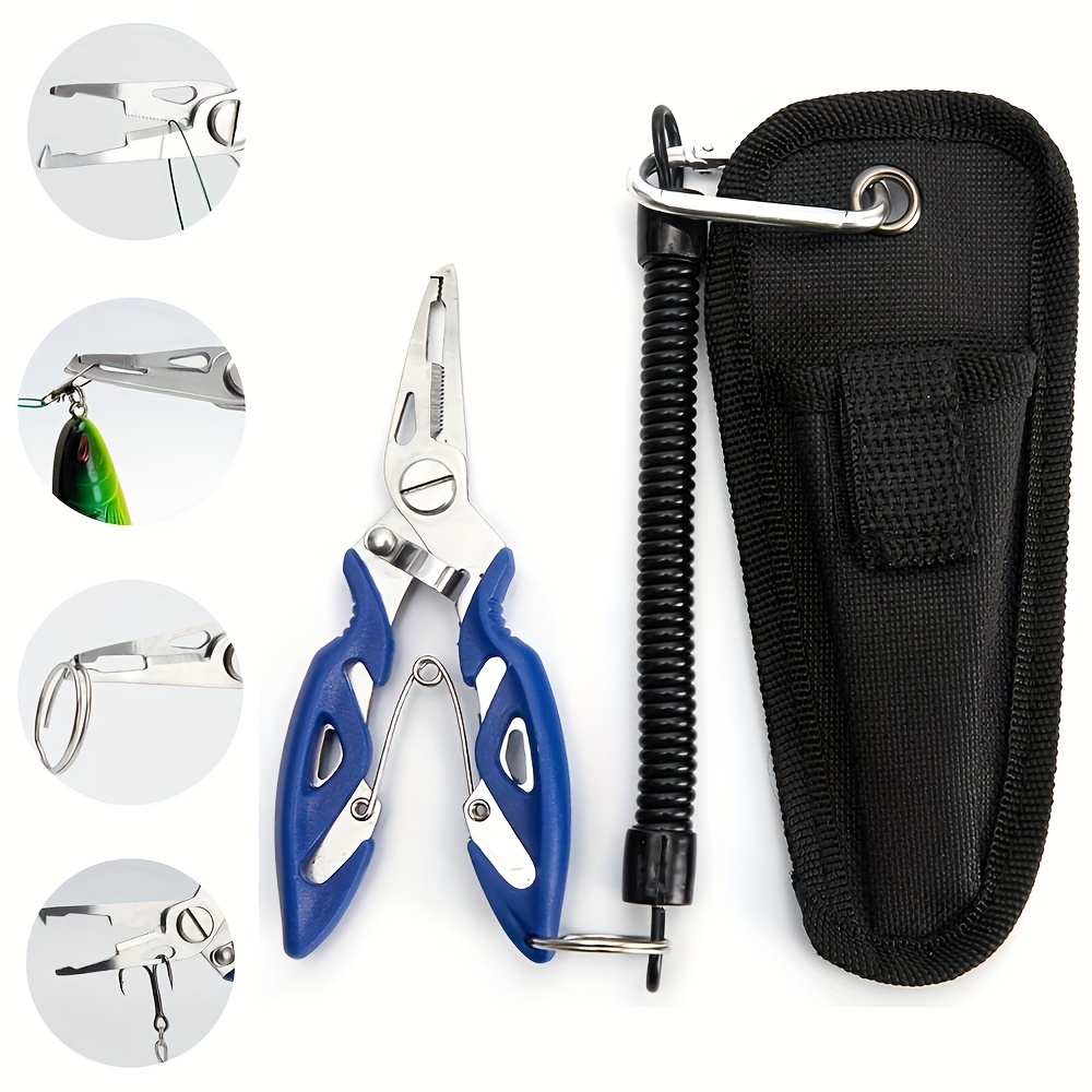 J&D Multi-Functional Lightweight Stainless Steel Fishing Plier Hook Remover  Tool with Safety Coiled Lanyard