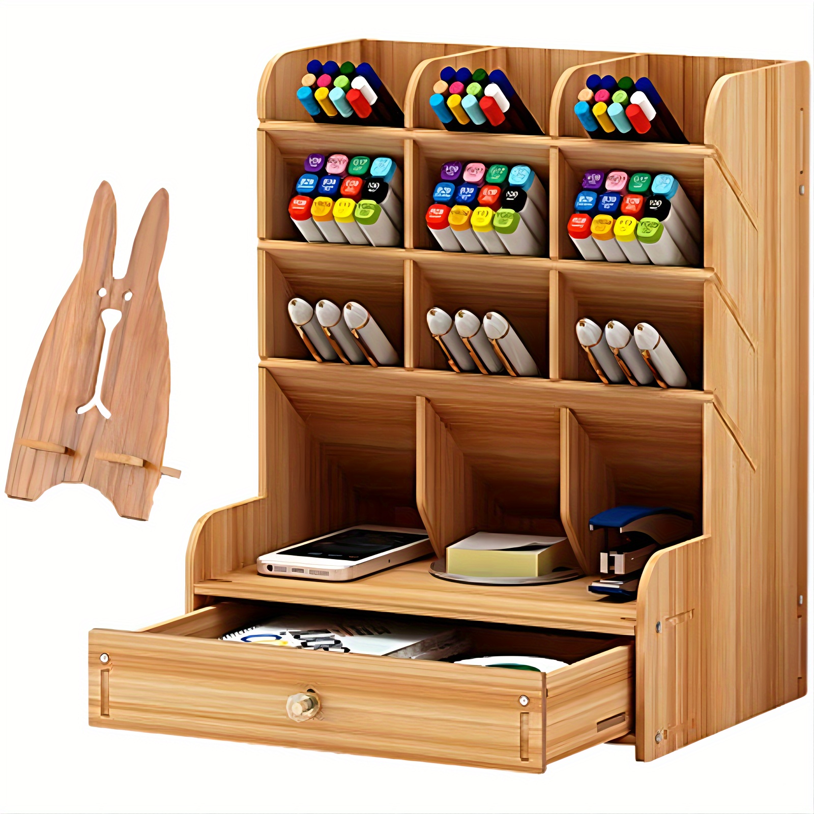 Wood Office Desk Shelf Organizer Desktop Supplies - Temu