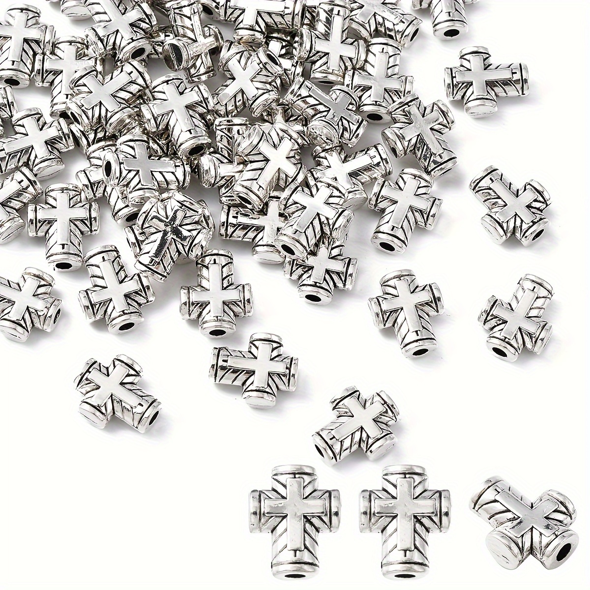 

About 50pcs Vintage Zinc Alloy Cross Beads For Jewelry Making Diy Special Bracelet Necklace Handmade Craft Supplies