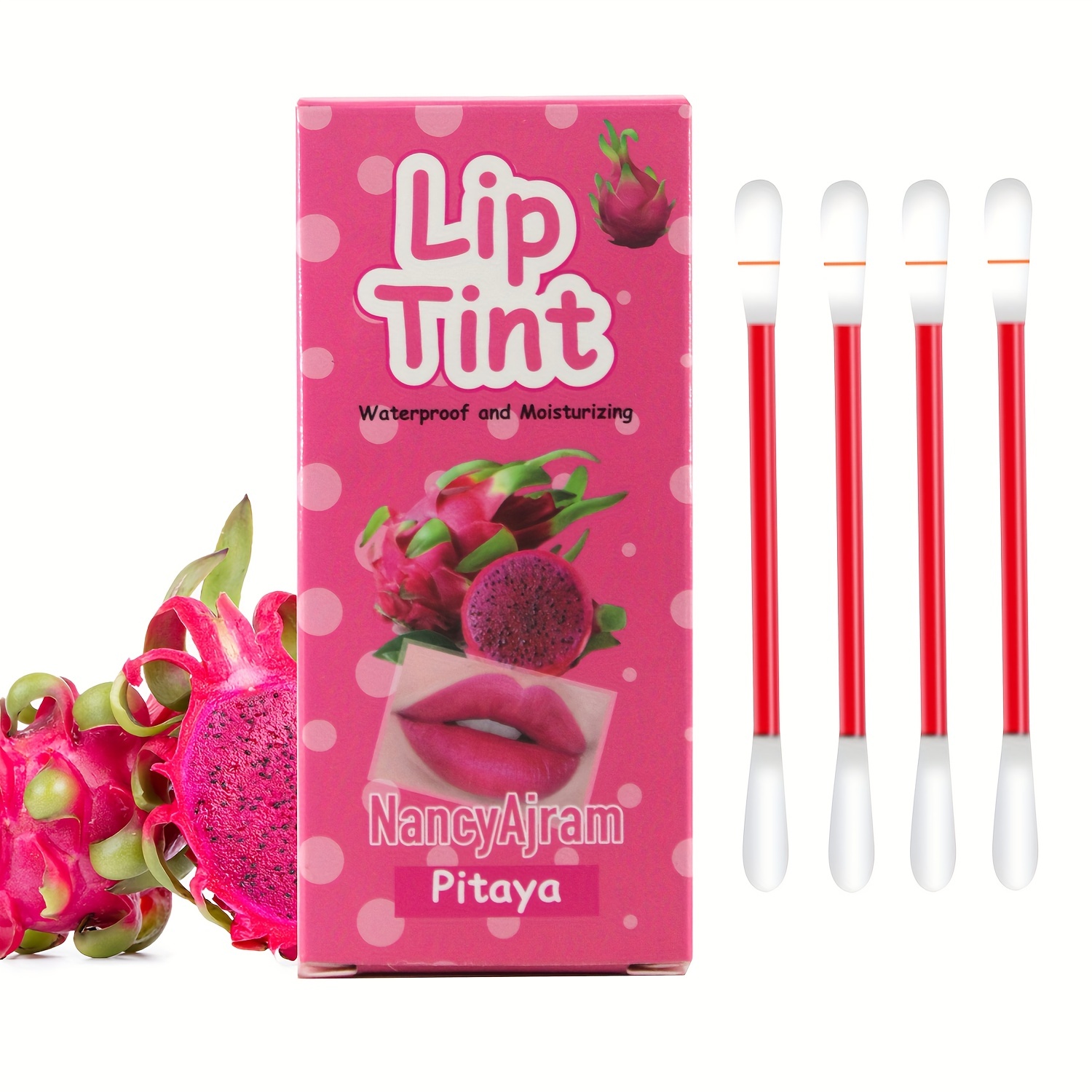 

Portable Makeup Tool Mouth Red Cotton Swab Water Strawberry Grape Pitaya Pomegranate Flavor Lip Gloss Color Makeup Lip Glaze Valentine's Day Gifts