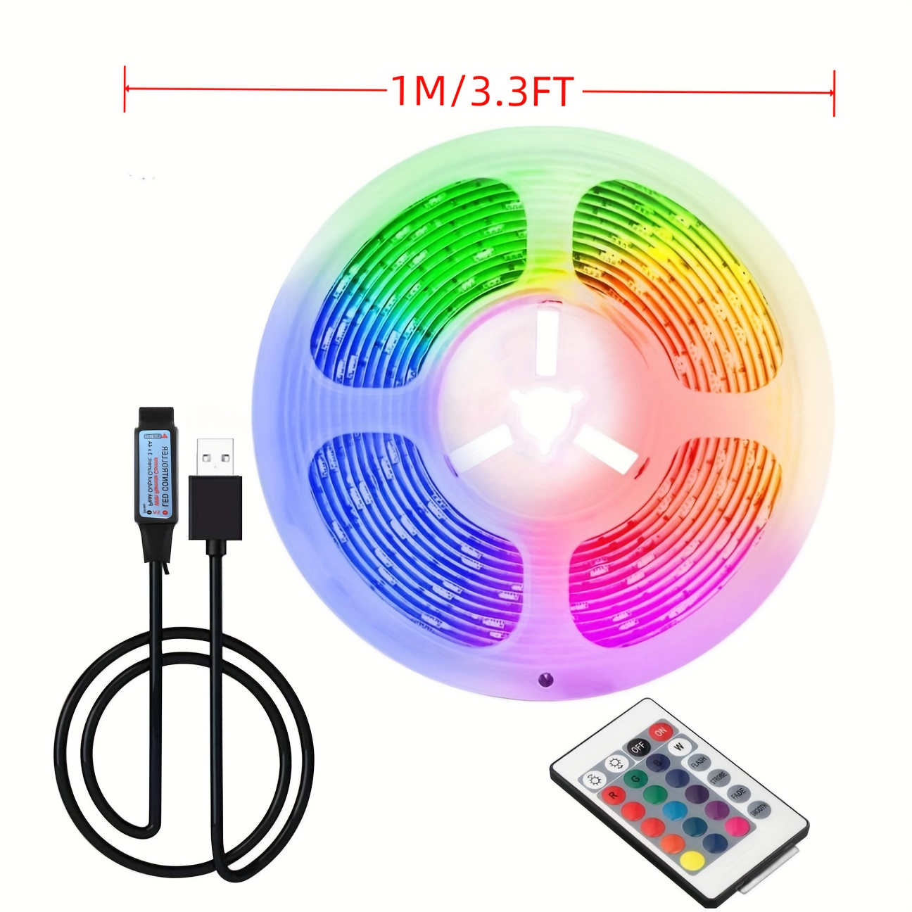 Tira LED 1m USB multicolor RGB