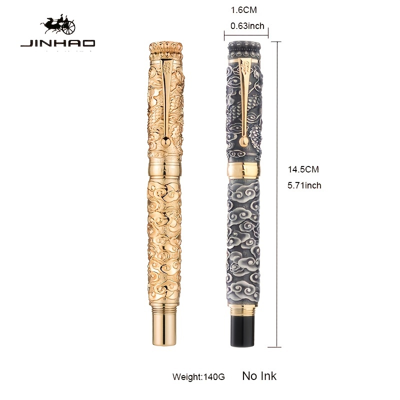 high quality luxury vintage dragon ballpoint pen 0 7mm nib jinhao pen office supplies stationery caneta novelty gift gold clip business executive fast writing pen luxury metal ball pen