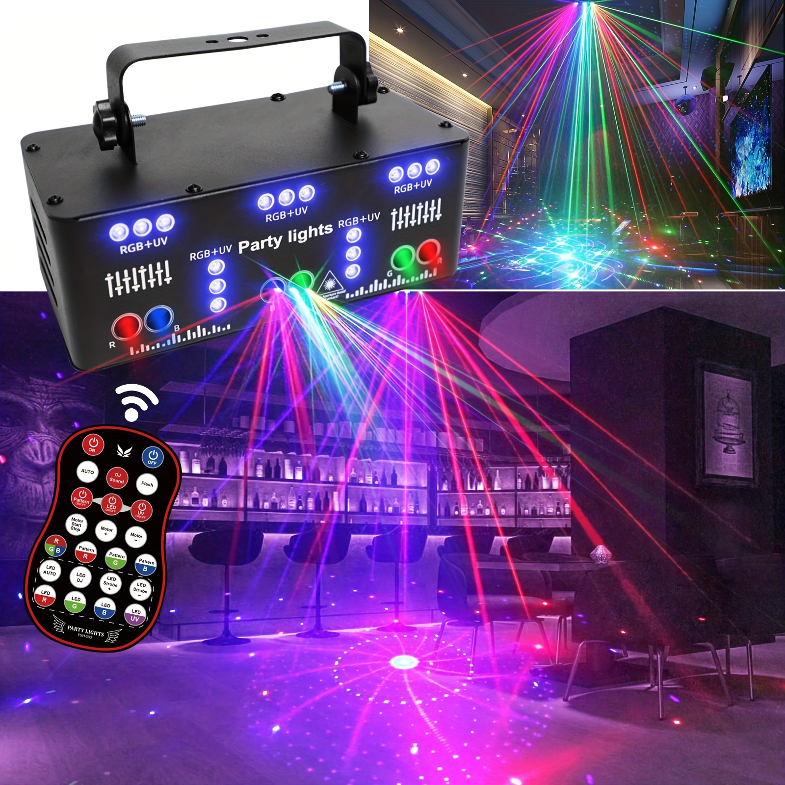 1 Stk., LED-Beleuchtung für DJ Party, 21-LED Bühnenlichter DJ Beleuchtung  Projektor, automatische Mini-Blitzlichter, musikgesteuert, mit