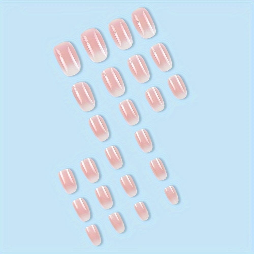 24pcs white and pinkish gradient press on nails short oval fake nails gentle false nails for women girls details 5