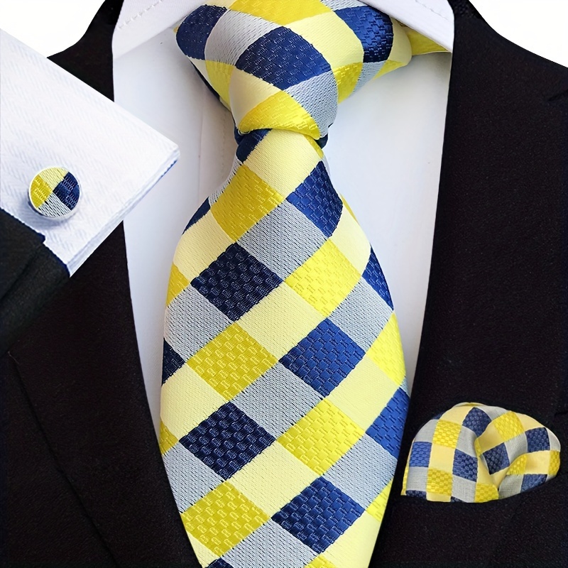 

Men's Suit Tie Pocket Square Cufflinks Set Gentleman Stripe Paisley Tie, Ideal Choice For Gifts