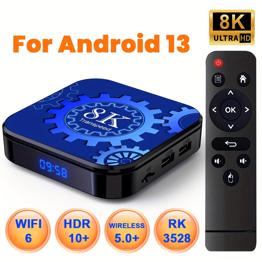 Boîtier Smart TV 6K Ultra HD Android 12.0 avec télécommande, 4 Go