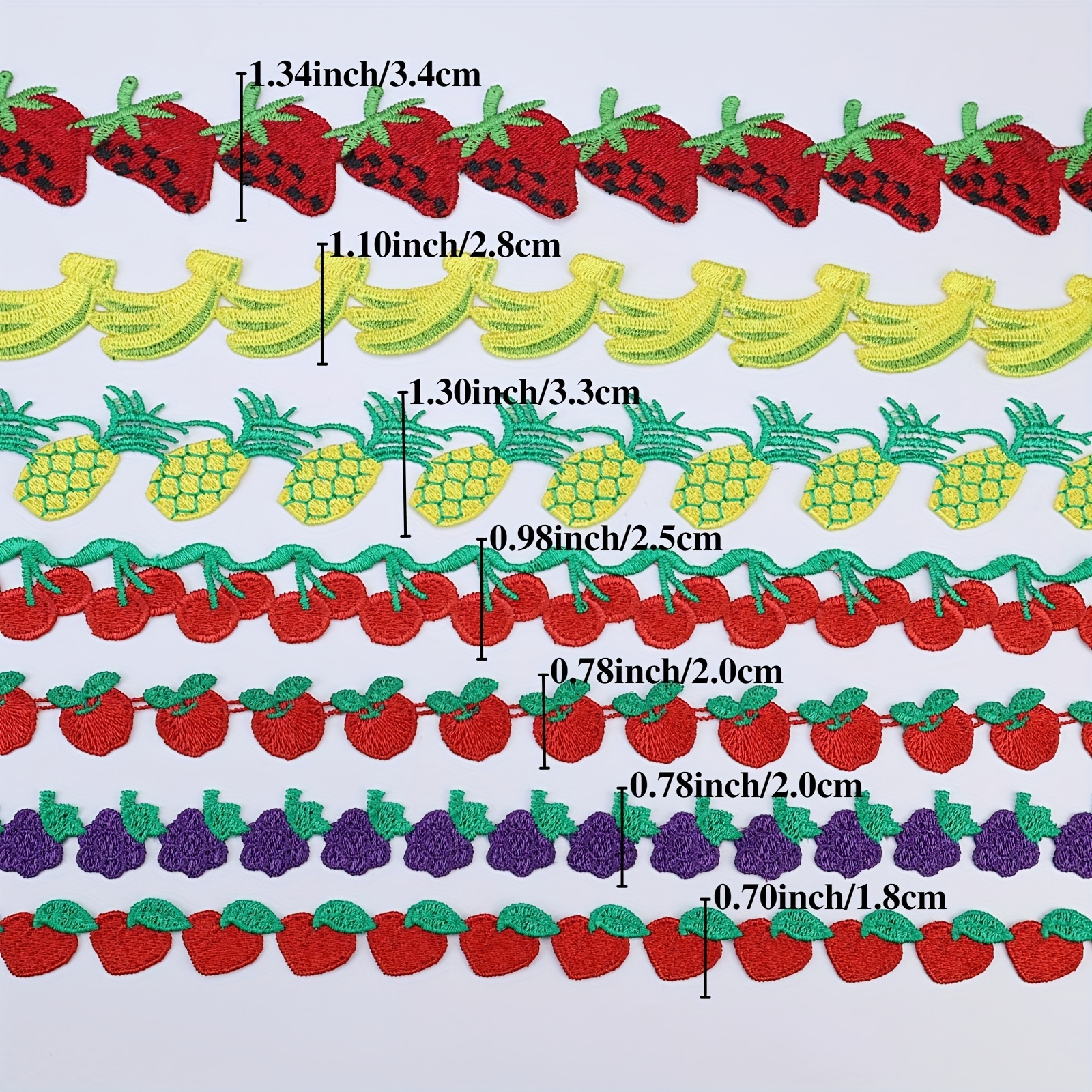 1 Yard Fruit Pattern Lace Ribbon Colorful Embroidery - Temu