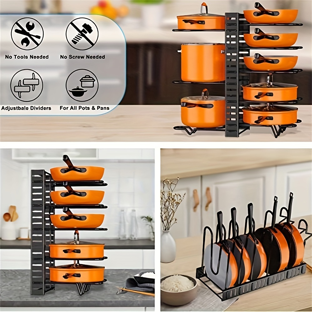 Space-saving Pots And Pans Organizer, For Cabinet And Countertop