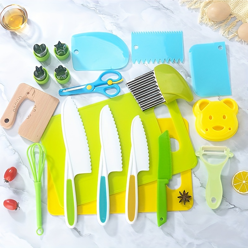 Yeeammk 13 piezas Montessori herramientas de cocina para niños pequeños  juegos de cocina reales seguros para niños pequeños juego de cuchillos  seguros para cocina real con cuchillos seguros de : Juguetes y Juegos 