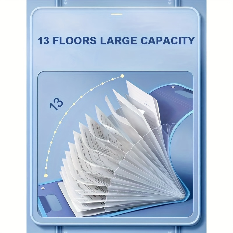 Portable Document Storage Bag Large Capacity 13-Layer Vertical Document Bag