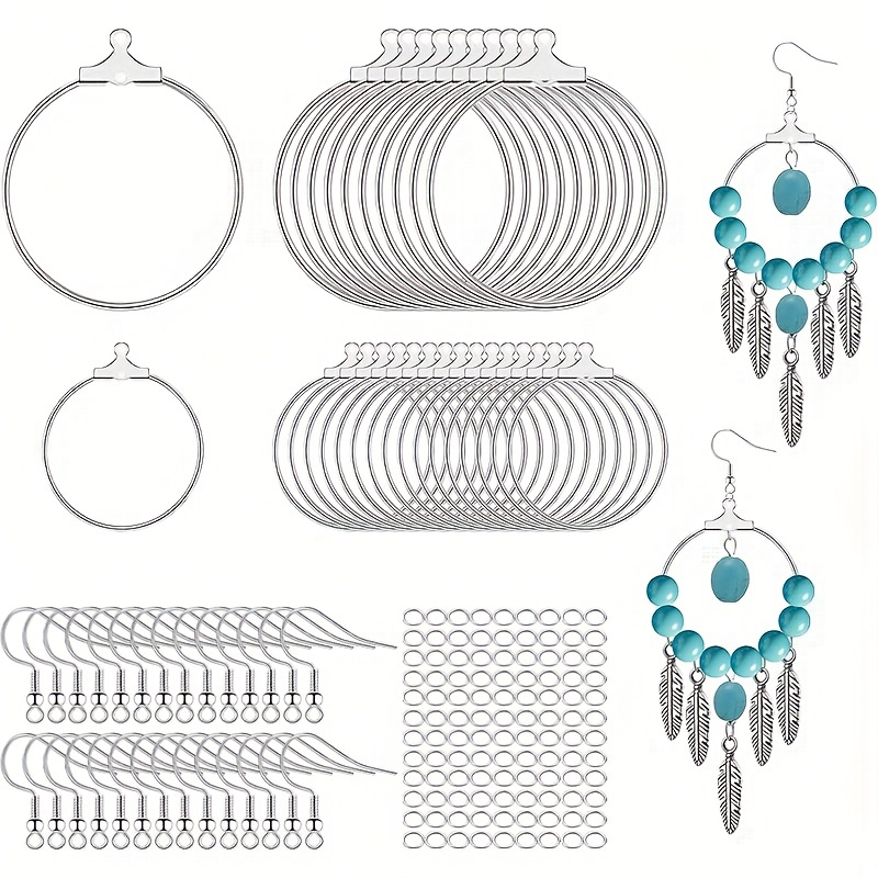 

300pcs Earring Making Kit 100pcs Earring Hooks 100pcs Open Jump Rings 100pcs Round Beaded Hoop For Jewelry Making Diy Craft Small Business Supplies