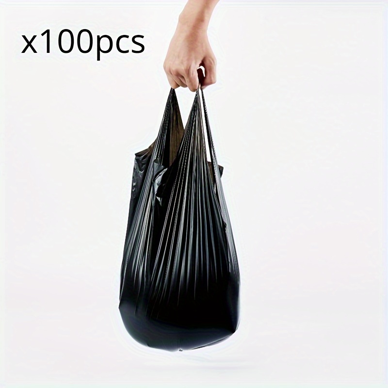 Black Plastic Bag 100pcs, Trash Bag Bathroom Trash