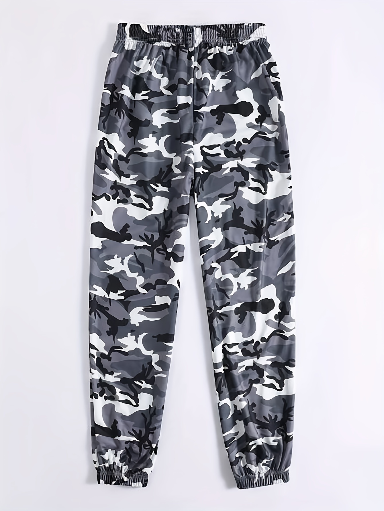 Women's Plus Size Camo Elastic High Rise Jogger Trousers