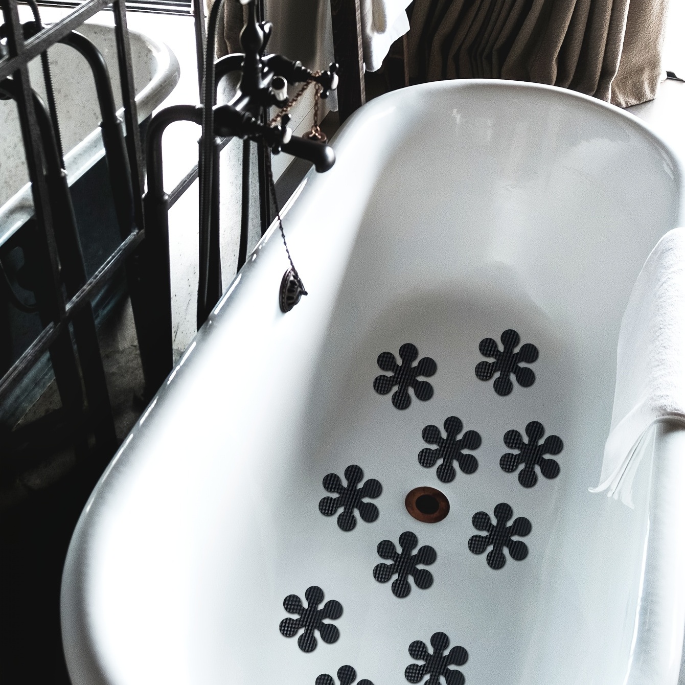 Pegatinas de bañera antideslizantes, almohadillas antideslizantes en forma  de almohadillas con forma de flor para el baño Tiras adhesivas de seguridad