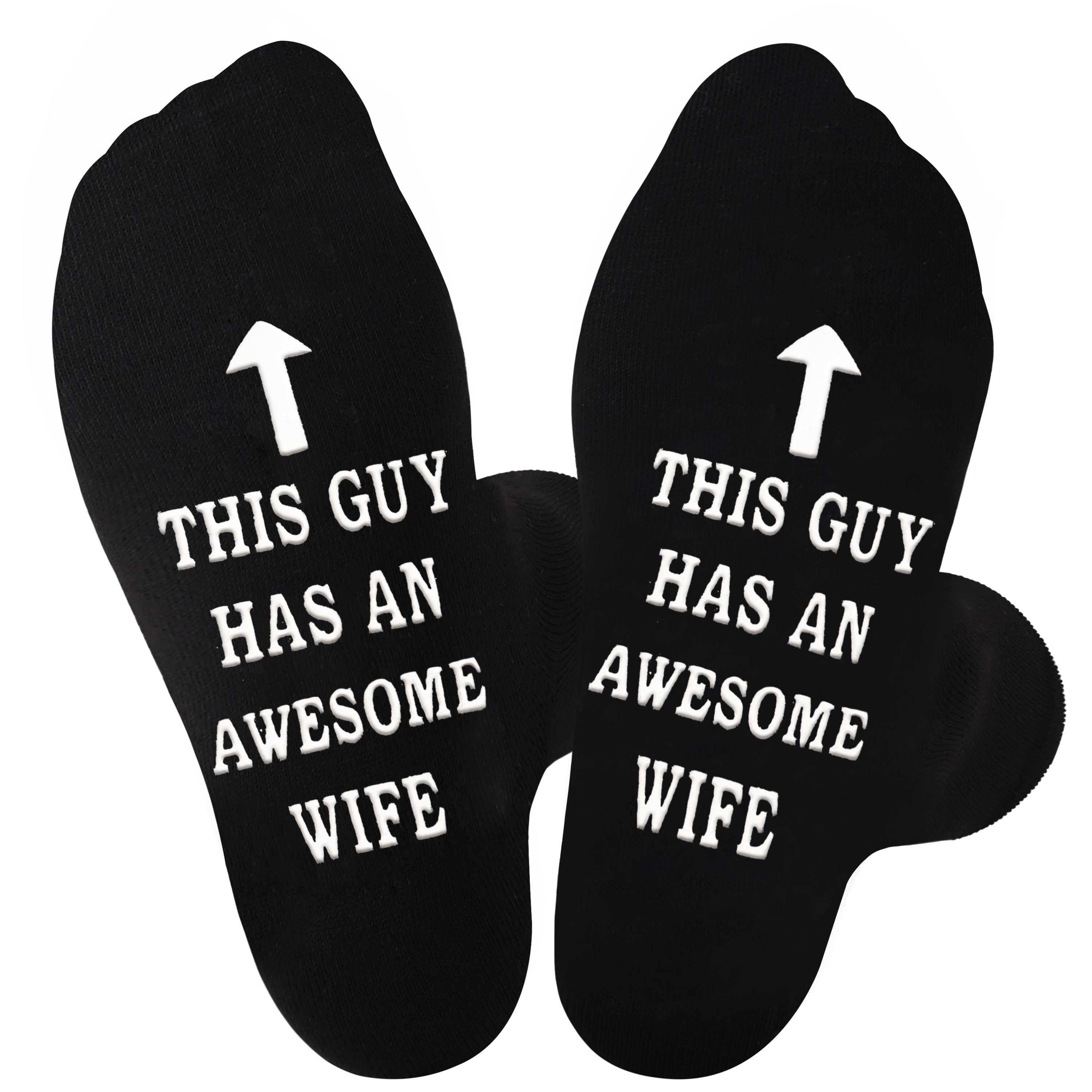 

1pair Men's Funny Cool Saying 'this Guy Has An Awesome Wife' Fashion Novelty Happy Socks, Cotton Comfortable Crew Socks, Socks Gifts For Wedding Day Husband, Valentine Gifts