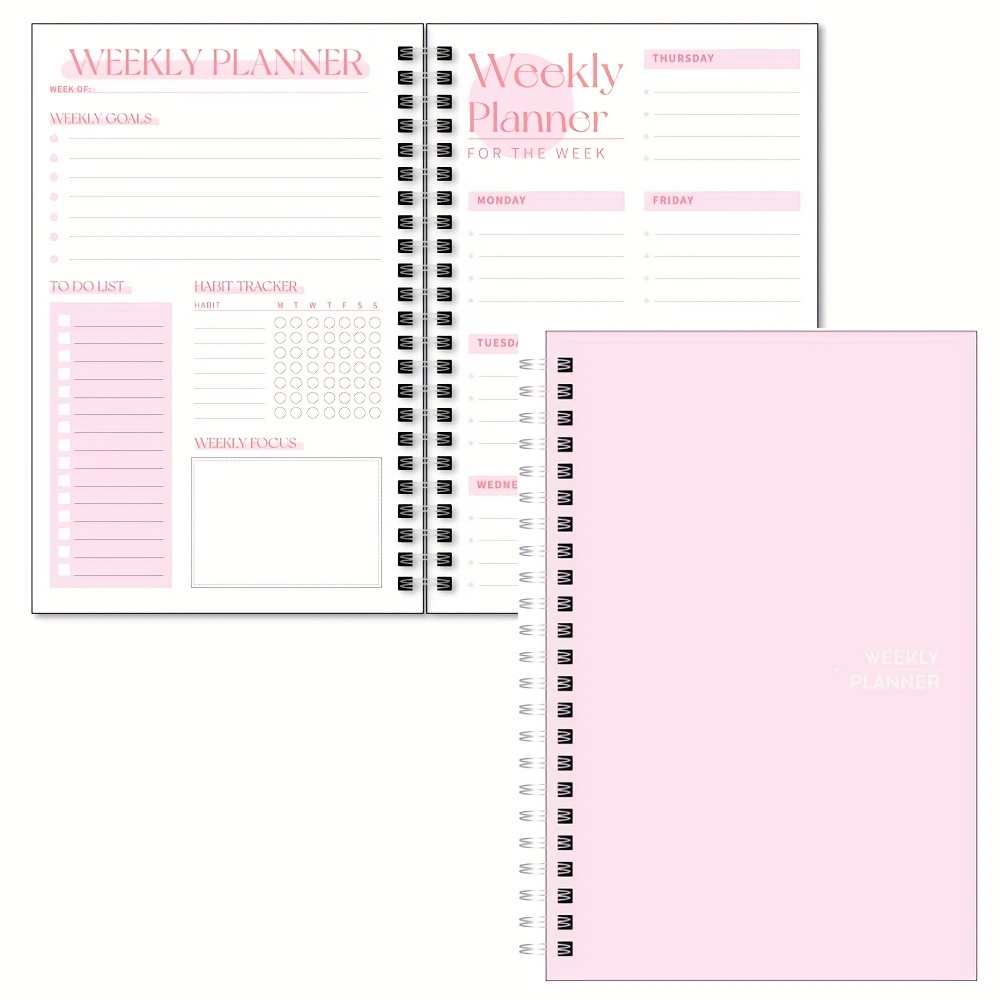 

1pc Planner Weekly And Daily Notebook Spiral Day Plan Academic Appointment Book 52 Weeks Agenda Journal To Increase Productivity, Stationery Office Supplies, 53 Sheets, 106 Pages