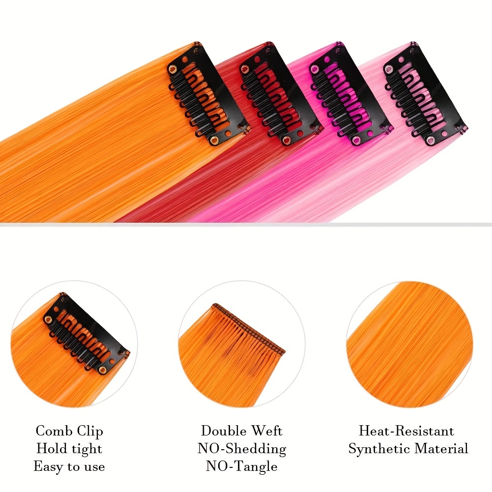 12 Pcs Y2K Hair Extension Clip In Hair Extensions 55 88 Cm