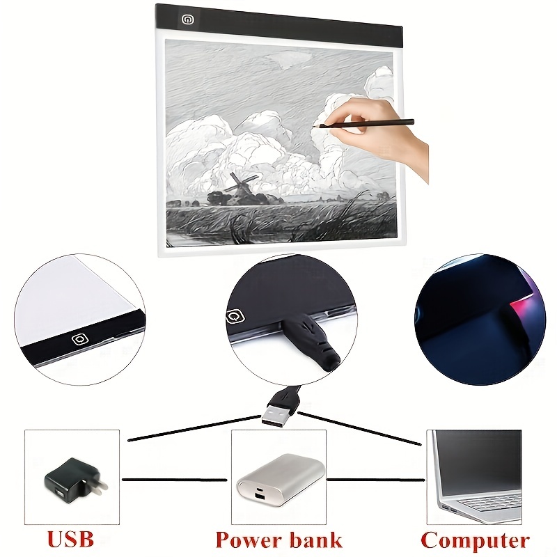 A5 Three Level Dimmable Led Drawing Board Light Pad Drawing Board Pad  Tracing Light Box Eye Protection Easier