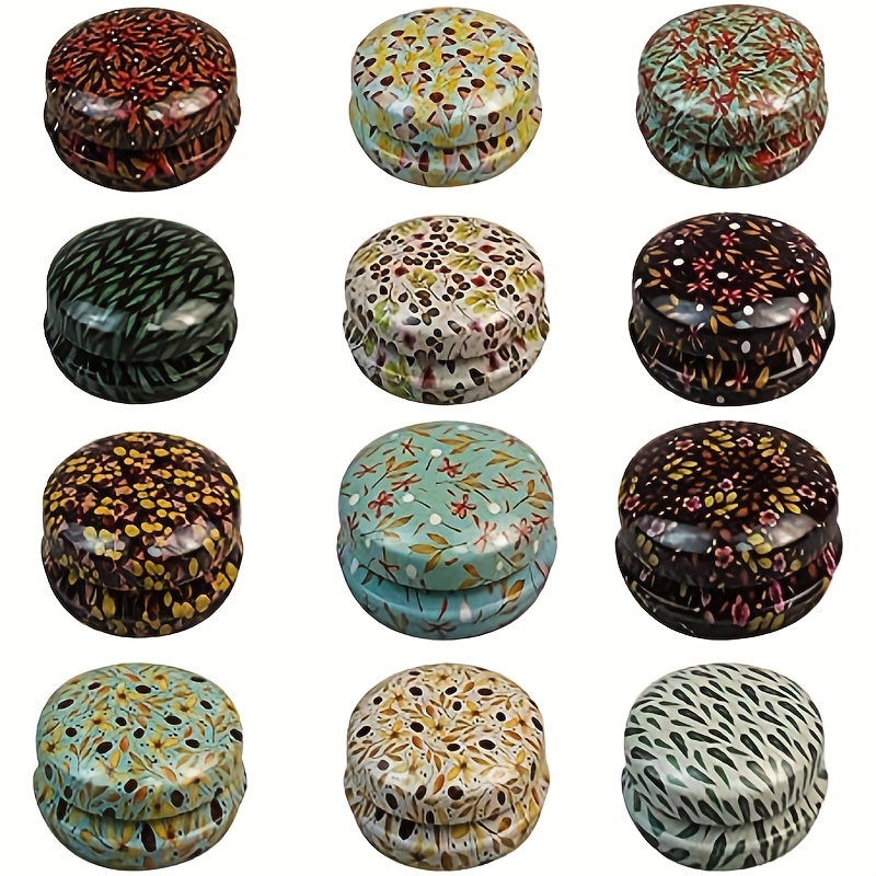 12 Pack Round Tin Containers 20ml Capacity Hinged Lid for Candles Lip Balm Salve